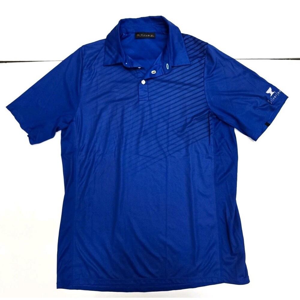 KJUS Men's Short Sleeve Polo Large 52 Blue Silverleaf Club Logo